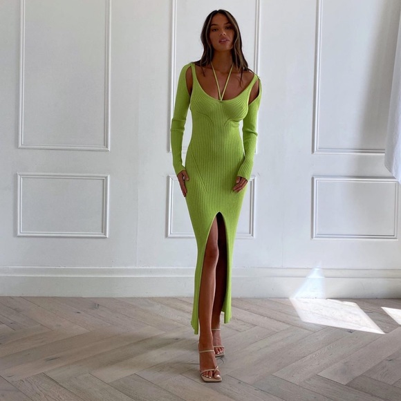 San Sloane Galen Dress midi with detachable sleeves green - Picture 2 of 6